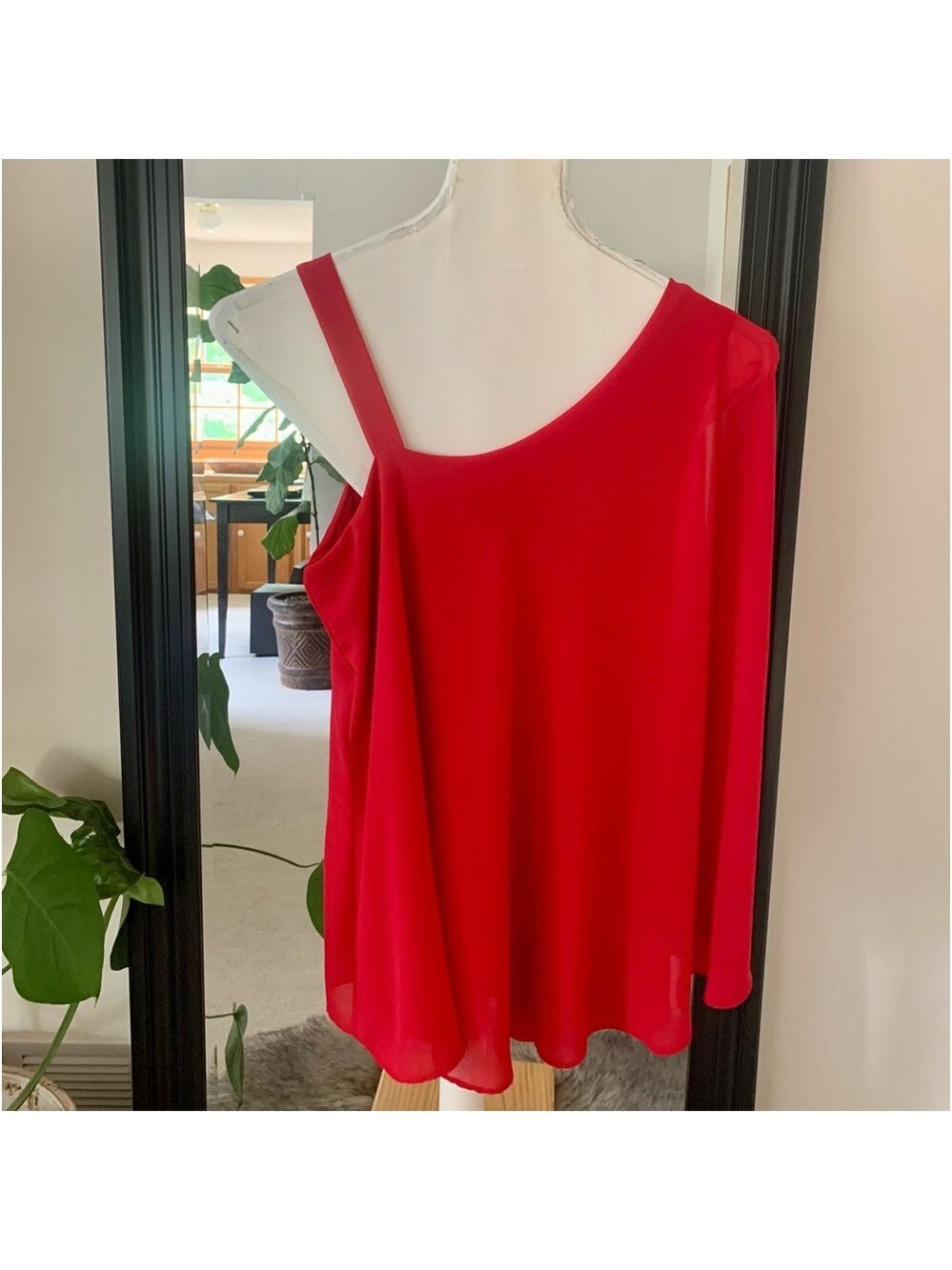 Red Sheer Open Sleeve Shirt